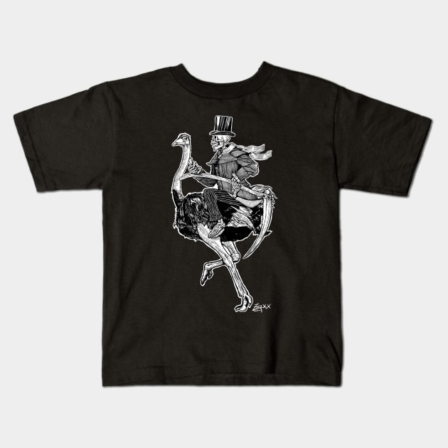 Quarantine Art: Death Rides An Ostrich Kids T-Shirt by ZugArt01